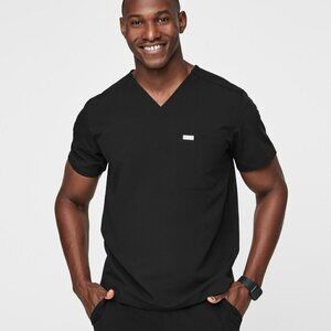 Figs Leon Three Pocket Scrub Top in Black #FM1500